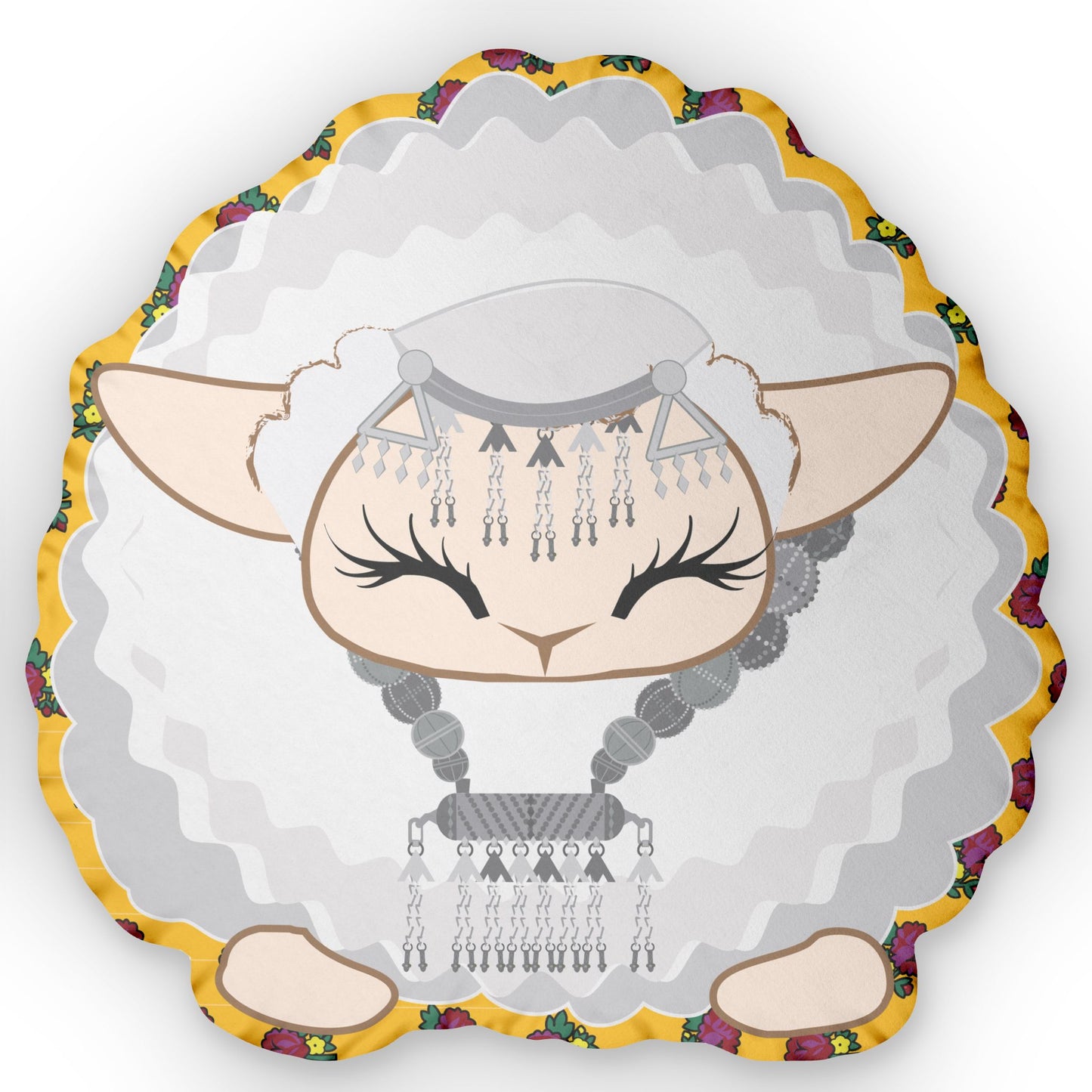 white sheep with jewellery cushion pillo ewe