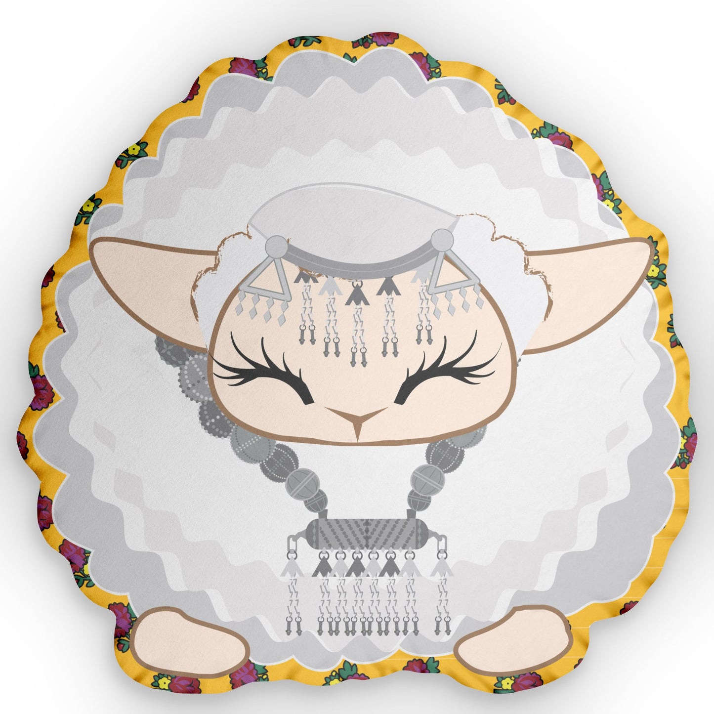 white sheep with jewellery cushion