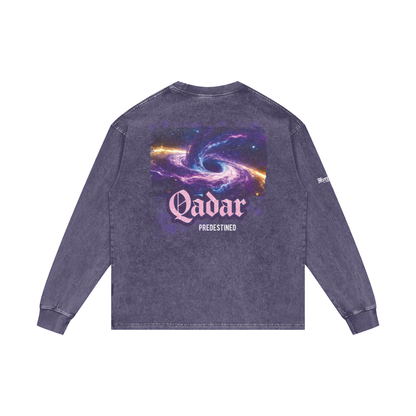 Qadar - Predestined | Myrenium Armour of Angels | Acid Wash Oversize Long Sleeve T-Shirt