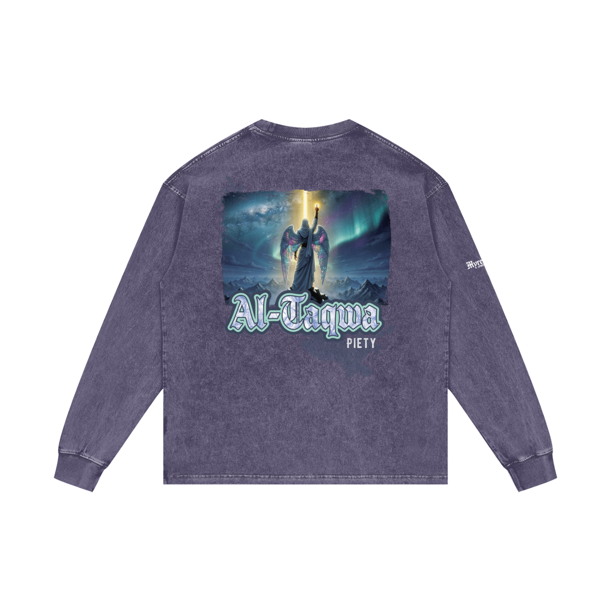 Al-Taqwa - Piety | Myrenium Armour of Angels | Acid Wash Oversize Long Sleeve T-Shirt