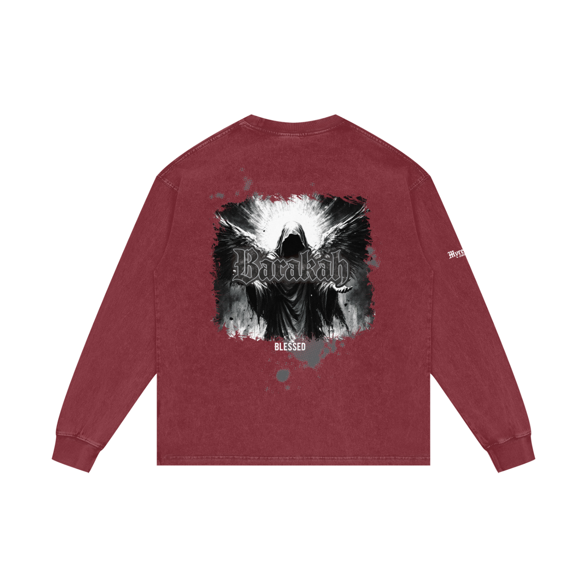 Barakah - Blessed | Myrenium Armour of Angels | Acid Wash Oversize Long Sleeve T-Shirt