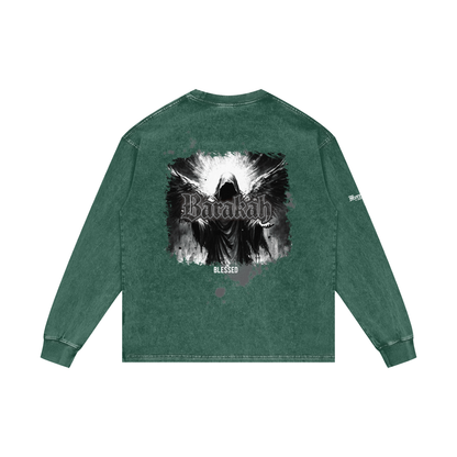 Barakah - Blessed | Myrenium Armour of Angels | Acid Wash Oversize Long Sleeve T-Shirt