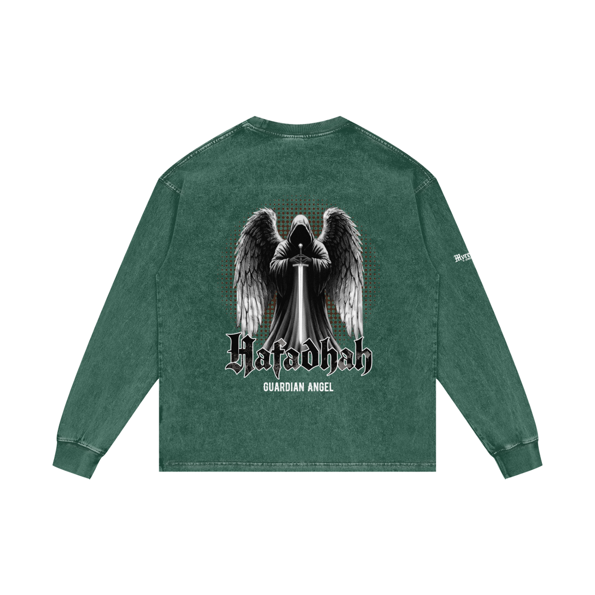 Hafadhah - Guardian Angel | Myrenium Armour of Angels | Acid Wash Oversize Long Sleeve T-Shirt