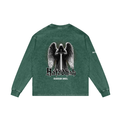 Hafadhah - Guardian Angel | Myrenium Armour of Angels | Acid Wash Oversize Long Sleeve T-Shirt