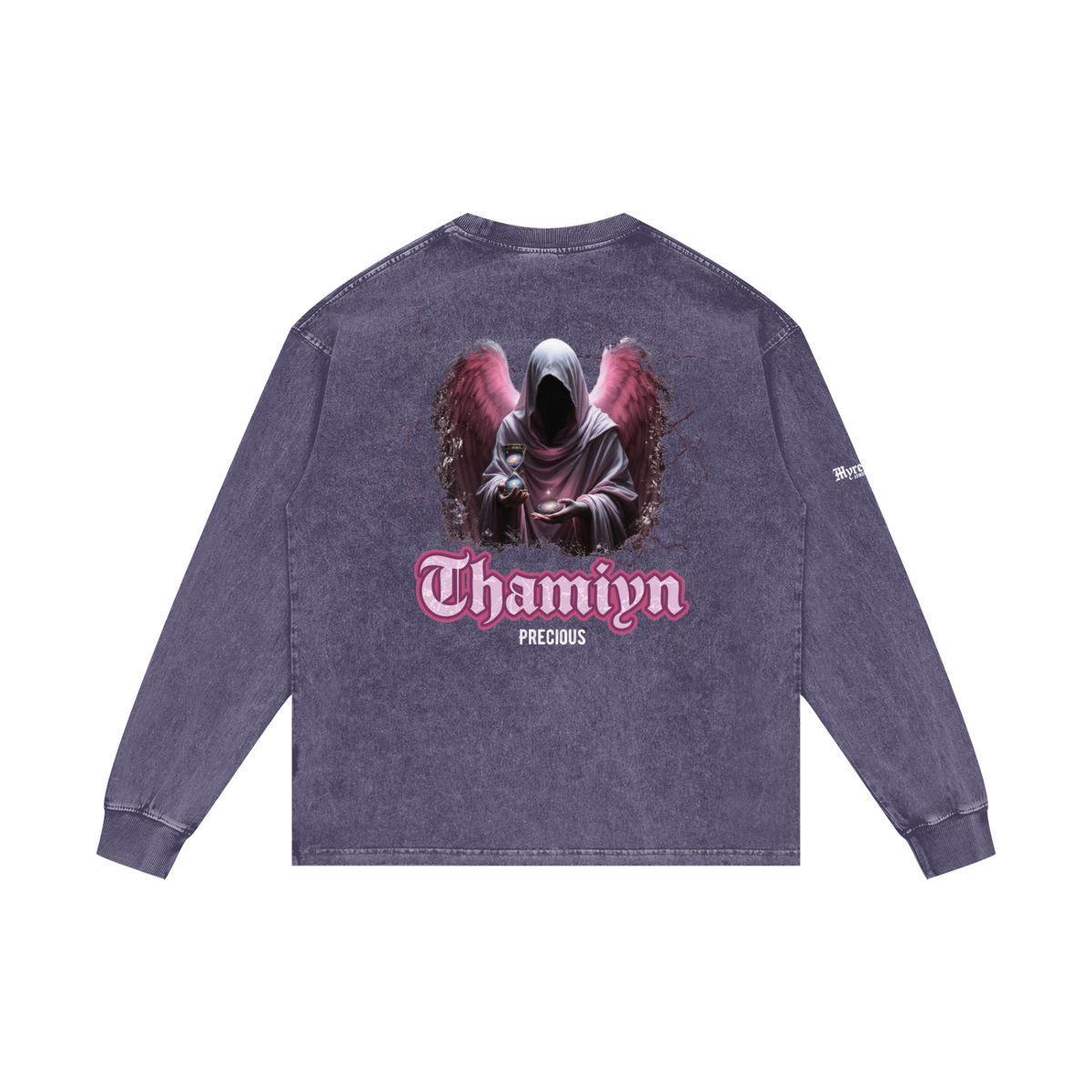 Thamiyn - Precious | Myrenium Armour of Angels | Acid Wash Oversize Long Sleeve T-Shirt