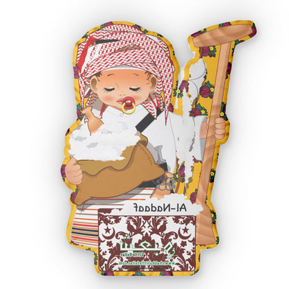 Al-Nadaaf Boy Cushion of Baha, Southern Arabia. Designed in UK by Samareena