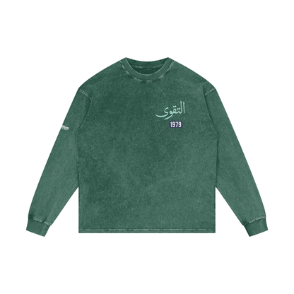 Al-Taqwa - Piety | Myrenium Armour of Angels | Acid Wash Oversize Long Sleeve T-Shirt