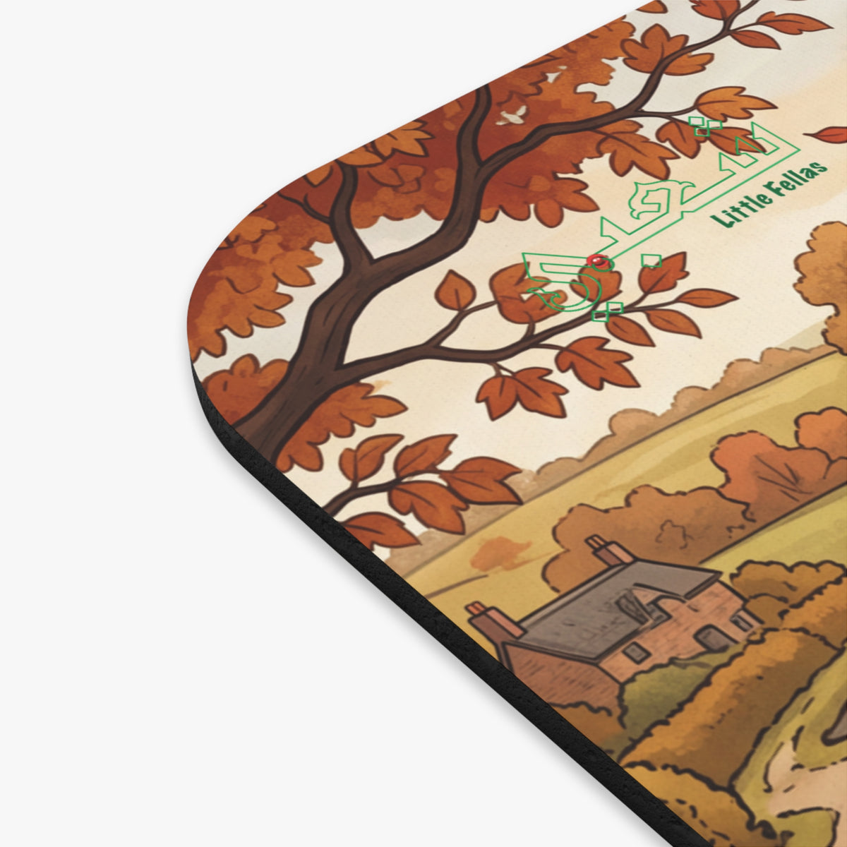 Autumn English Countryside Mouse Pad — Boy on Shire Horse by Canal