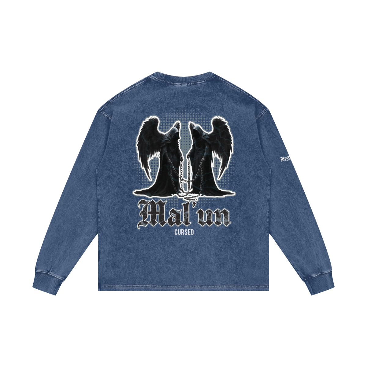 Mal'un - Cursed | Myrenium Armour of Angels | Acid Wash Oversize Long Sleeve T-Shirt