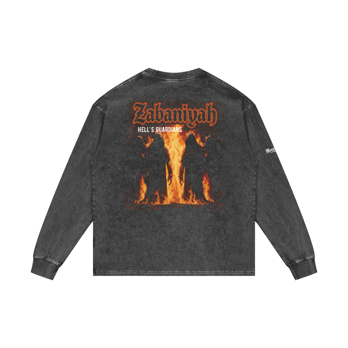 Zabaniyah - Hell's Guardians | Myrenium Armour of Angels | Acid Wash Oversize Long Sleeve T-Shirt