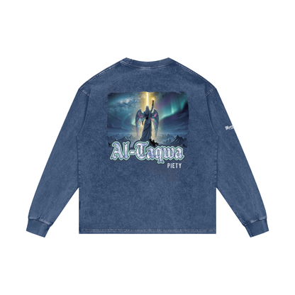 Al-Taqwa - Piety | Myrenium Armour of Angels | Acid Wash Oversize Long Sleeve T-Shirt