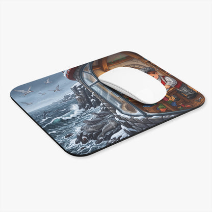 Cozy Welsh Seaside Tailor Mouse Pad — Lighthouse Workshop Mouse Pad