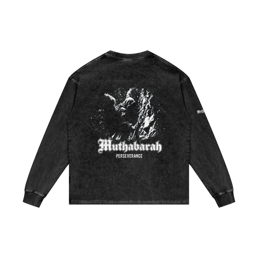 Muthabarah - Perserverance | Myrenium Armour of Angels | Acid Wash Oversize Long Sleeve T-Shirt