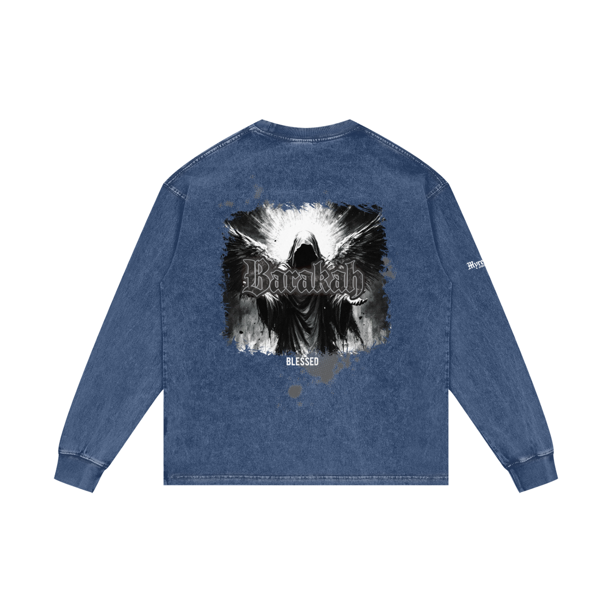 Barakah - Blessed | Myrenium Armour of Angels | Acid Wash Oversize Long Sleeve T-Shirt
