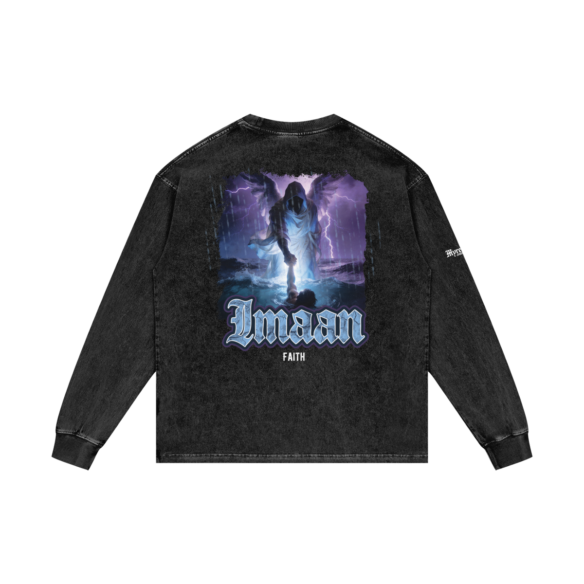 Imaan - Faith | Myrenium Armour of Angels | Acid Wash Oversize Long Sleeve T-Shirt