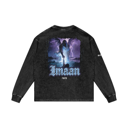 Imaan - Faith | Myrenium Armour of Angels | Acid Wash Oversize Long Sleeve T-Shirt
