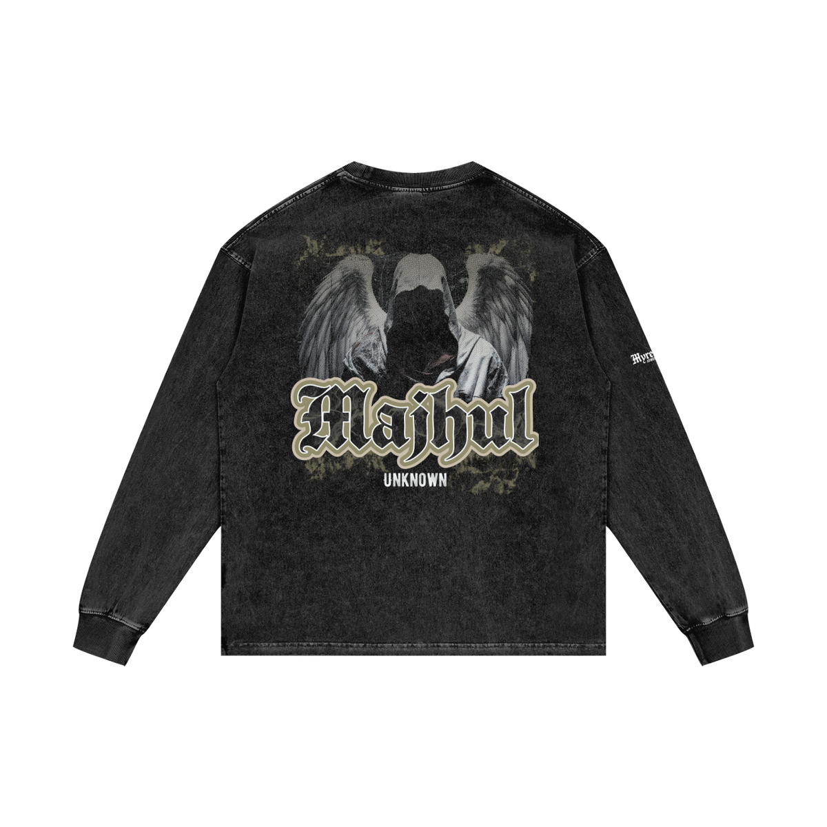 Majhul - Unknown | Myrenium Armour of Angels | Acid Wash Oversize Long Sleeve T-Shirt