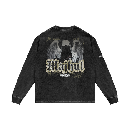Majhul - Unknown | Myrenium Armour of Angels | Acid Wash Oversize Long Sleeve T-Shirt