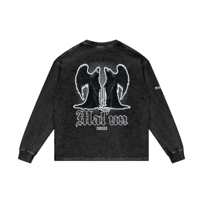Mal'un - Cursed | Myrenium Armour of Angels | Acid Wash Oversize Long Sleeve T-Shirt