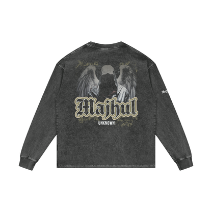 Majhul - Unknown | Myrenium Armour of Angels | Acid Wash Oversize Long Sleeve T-Shirt