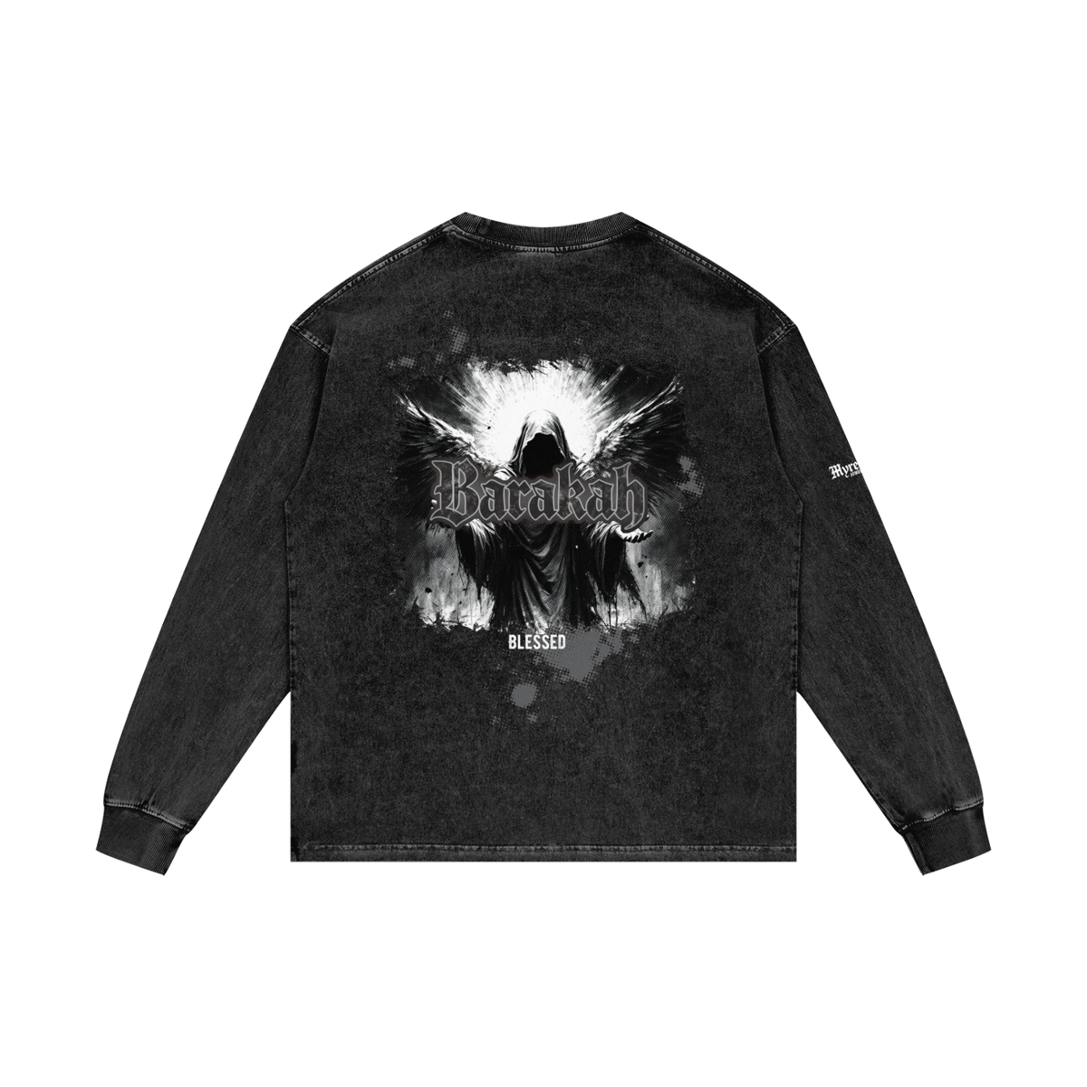 Barakah - Blessed | Myrenium Armour of Angels | Acid Wash Oversize Long Sleeve T-Shirt