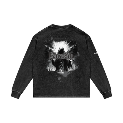 Barakah - Blessed | Myrenium Armour of Angels | Acid Wash Oversize Long Sleeve T-Shirt