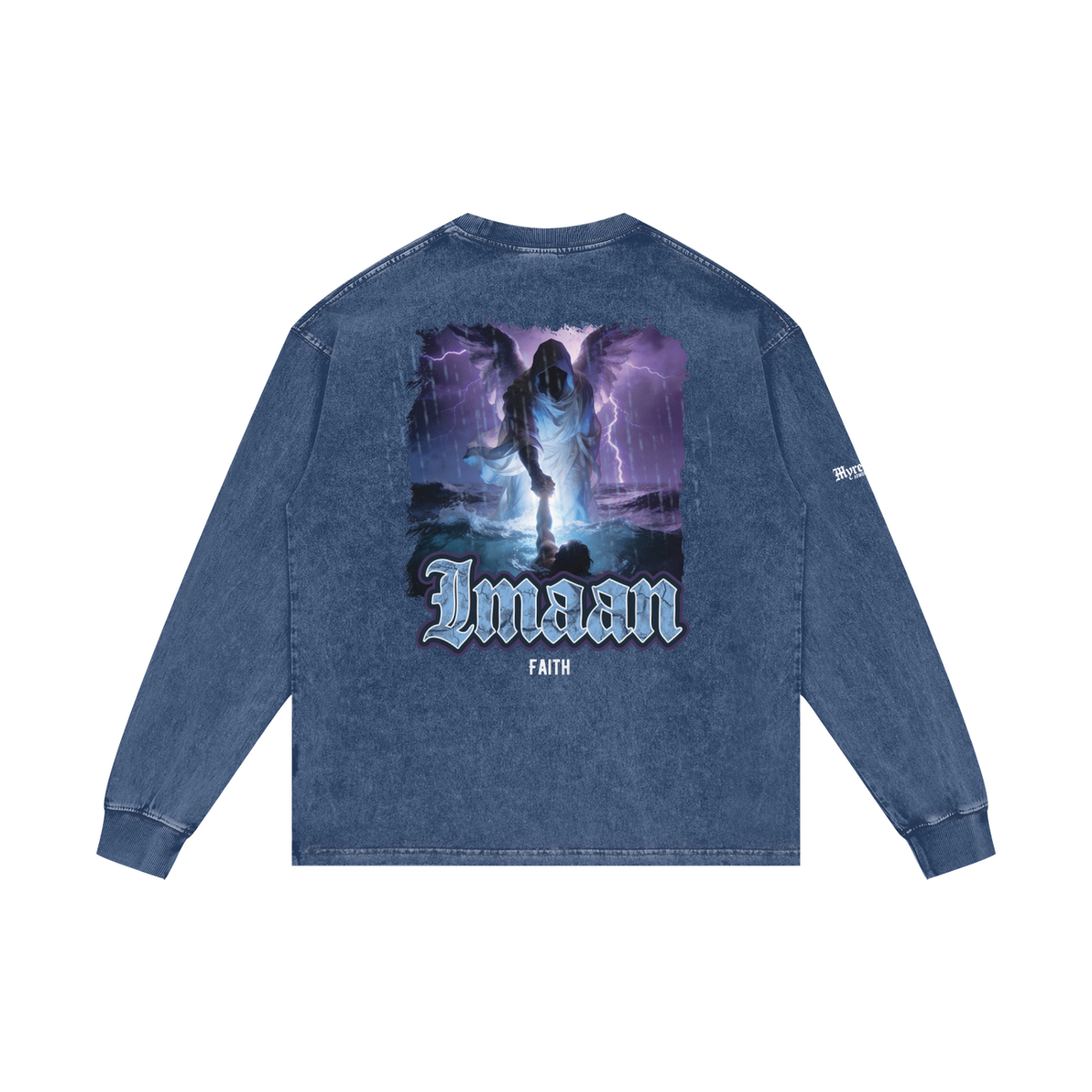 Imaan - Faith | Myrenium Armour of Angels | Acid Wash Oversize Long Sleeve T-Shirt