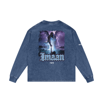 Imaan - Faith | Myrenium Armour of Angels | Acid Wash Oversize Long Sleeve T-Shirt