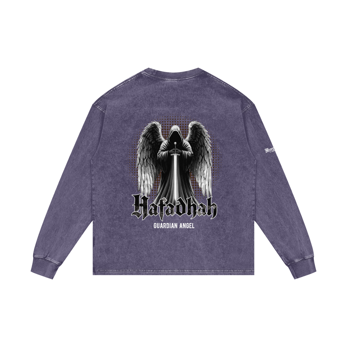 Hafadhah - Guardian Angel | Myrenium Armour of Angels | Acid Wash Oversize Long Sleeve T-Shirt