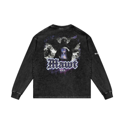 Mawt - Death | Myrenium Armour of Angels | Acid Wash Oversize Long Sleeve T-Shirt