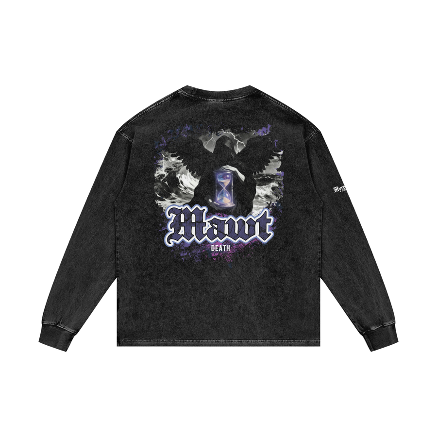 Mawt - Death | Myrenium Armour of Angels | Acid Wash Oversize Long Sleeve T-Shirt