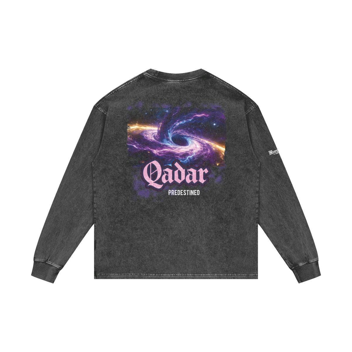 Qadar - Predestined | Myrenium Armour of Angels | Acid Wash Oversize Long Sleeve T-Shirt