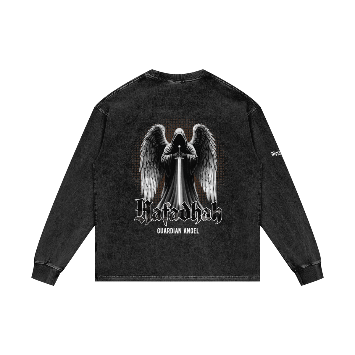 Hafadhah - Guardian Angel | Myrenium Armour of Angels | Acid Wash Oversize Long Sleeve T-Shirt