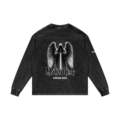 Hafadhah - Guardian Angel | Myrenium Armour of Angels | Acid Wash Oversize Long Sleeve T-Shirt