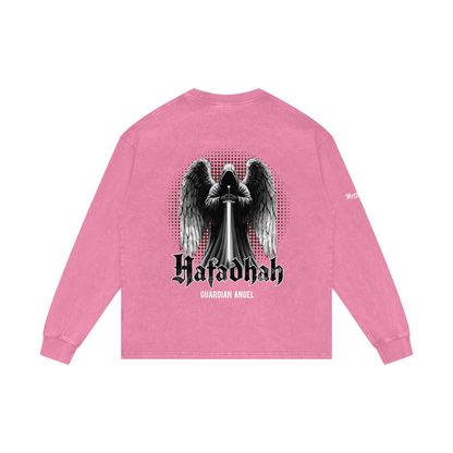 Hafadhah - Guardian Angel | Myrenium Armour of Angels | Acid Wash Oversize Long Sleeve T-Shirt