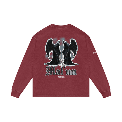 Mal'un - Cursed | Myrenium Armour of Angels | Acid Wash Oversize Long Sleeve T-Shirt