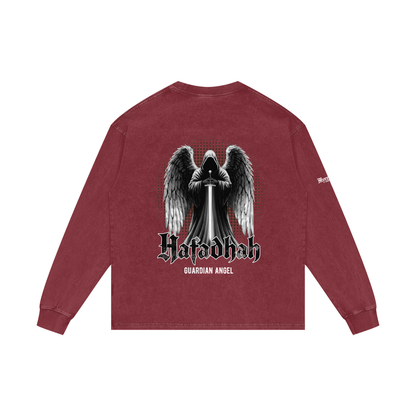 Hafadhah - Guardian Angel | Myrenium Armour of Angels | Acid Wash Oversize Long Sleeve T-Shirt