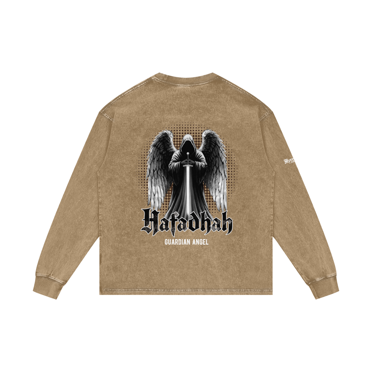 Hafadhah - Guardian Angel | Myrenium Armour of Angels | Acid Wash Oversize Long Sleeve T-Shirt