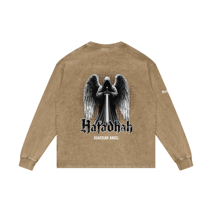 Hafadhah - Guardian Angel | Myrenium Armour of Angels | Acid Wash Oversize Long Sleeve T-Shirt