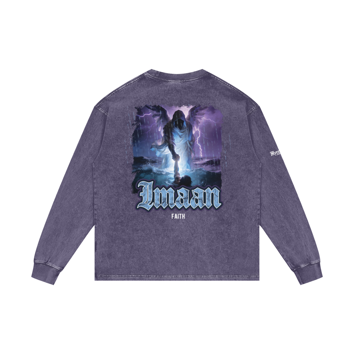 Imaan - Faith | Myrenium Armour of Angels | Acid Wash Oversize Long Sleeve T-Shirt