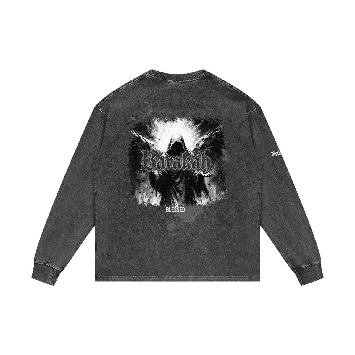 Barakah - Blessed | Myrenium Armour of Angels | Acid Wash Oversize Long Sleeve T-Shirt