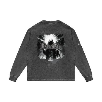 Barakah - Blessed | Myrenium Armour of Angels | Acid Wash Oversize Long Sleeve T-Shirt