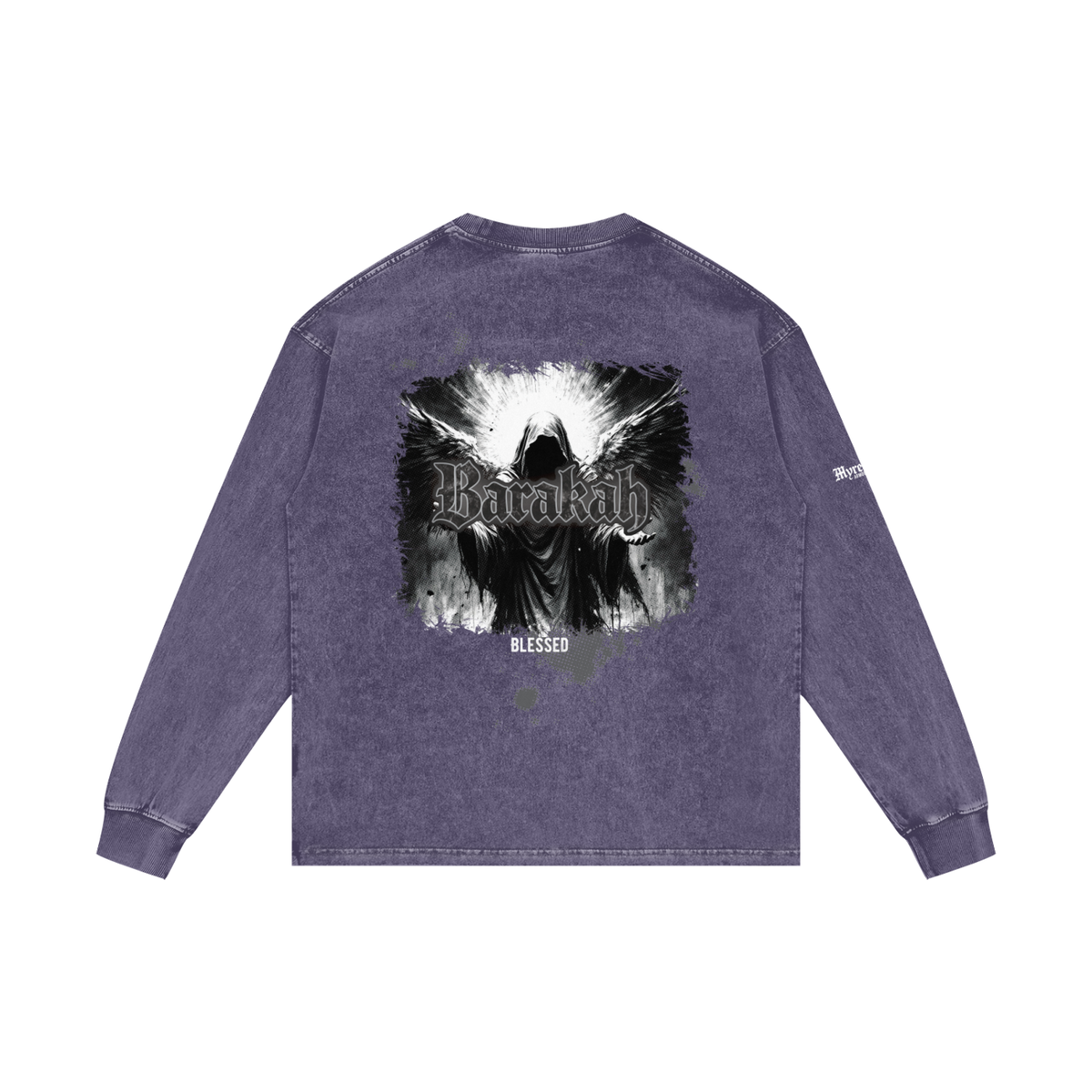 Barakah - Blessed | Myrenium Armour of Angels | Acid Wash Oversize Long Sleeve T-Shirt