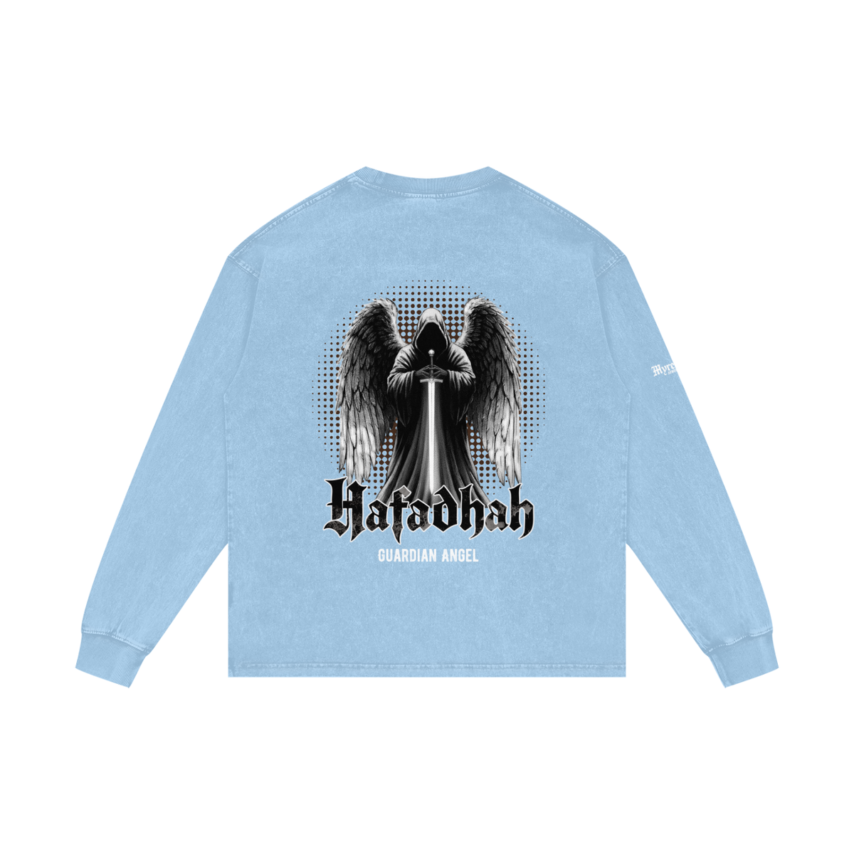 Hafadhah - Guardian Angel | Myrenium Armour of Angels | Acid Wash Oversize Long Sleeve T-Shirt