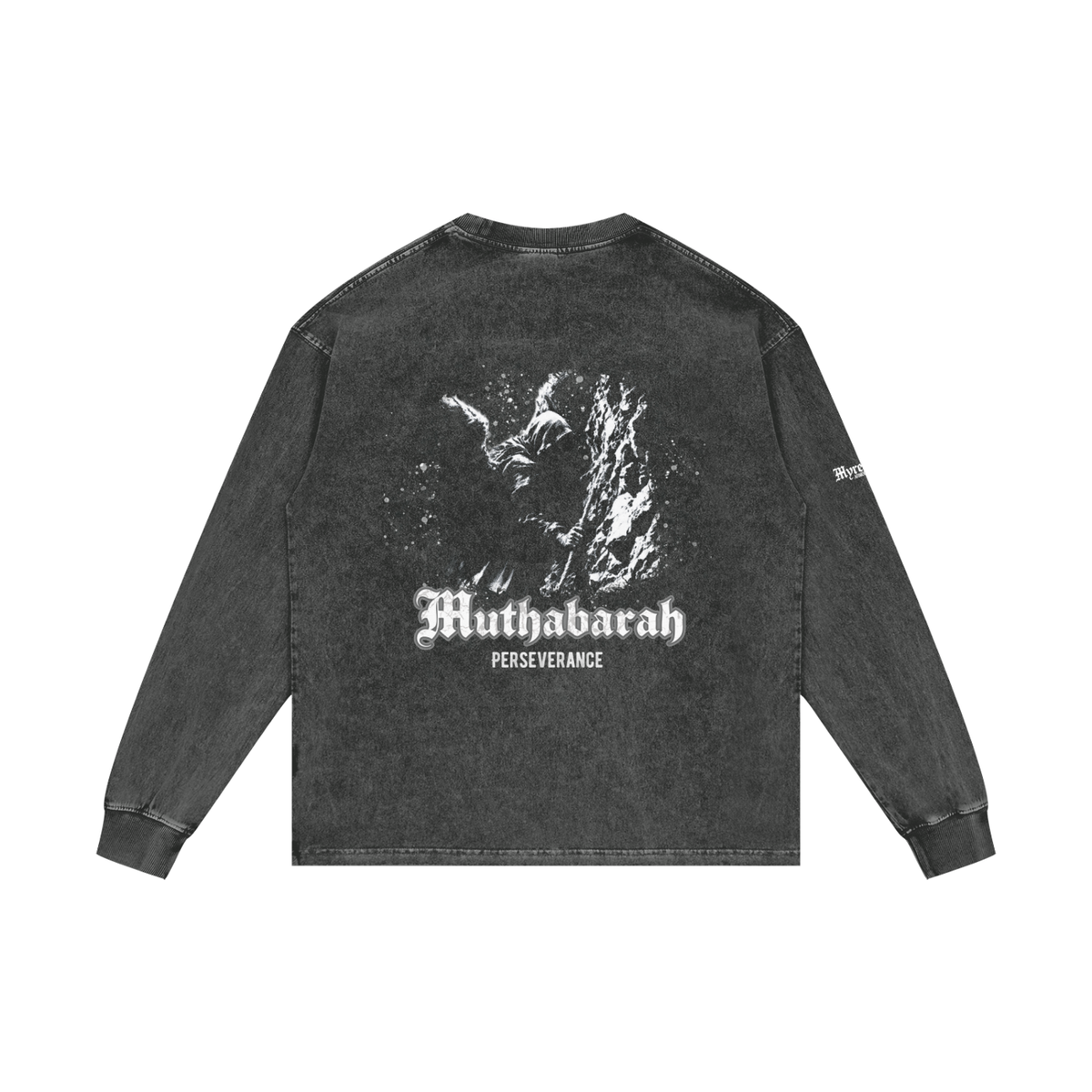 Muthabarah - Perserverance | Myrenium Armour of Angels | Acid Wash Oversize Long Sleeve T-Shirt