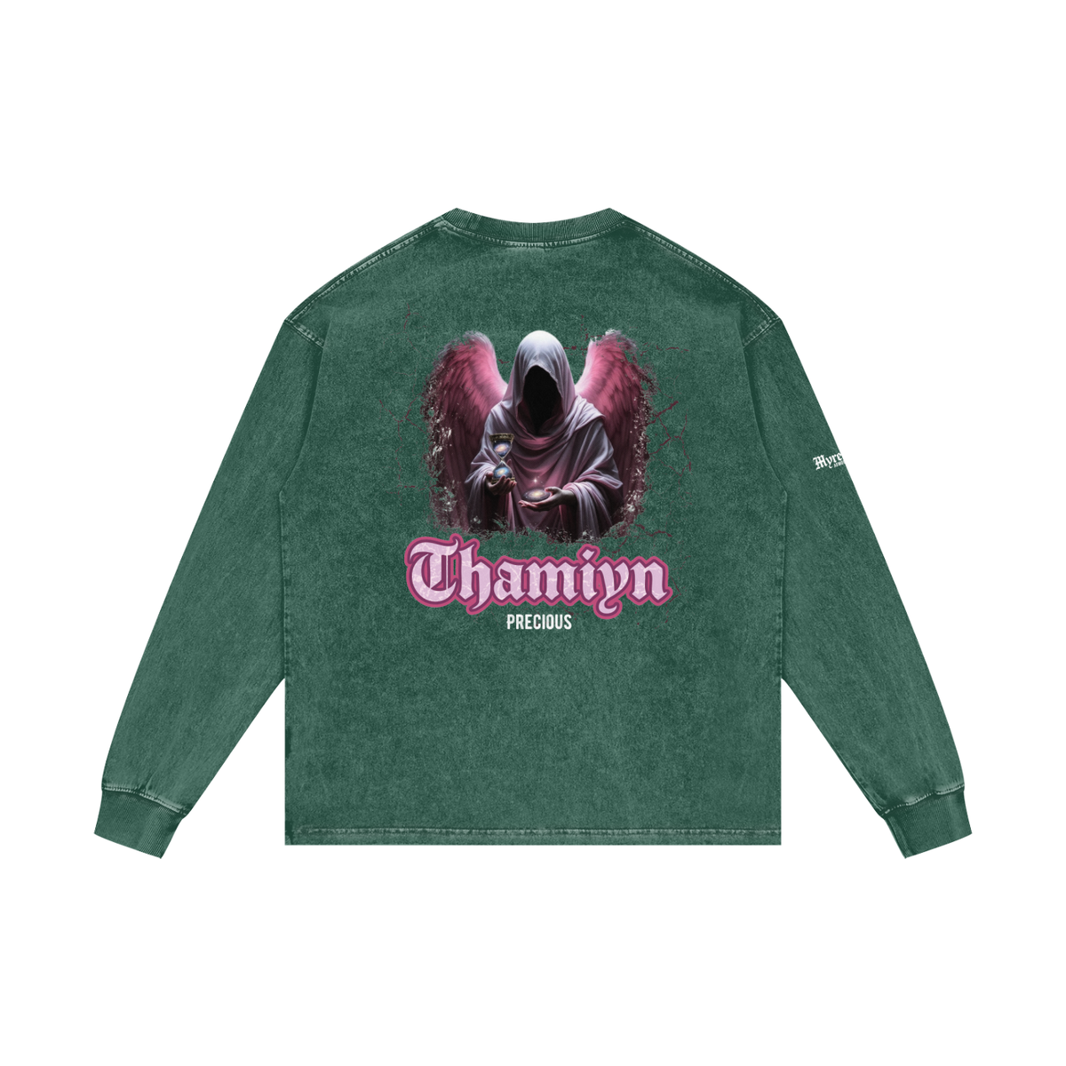 Thamiyn - Precious | Myrenium Armour of Angels | Acid Wash Oversize Long Sleeve T-Shirt