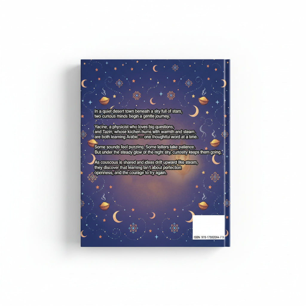 Book cover with space-themed design and text on a white background