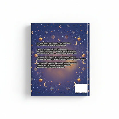 Book cover with space-themed design and text on a white background