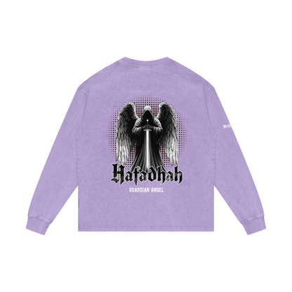 Hafadhah - Guardian Angel | Myrenium Armour of Angels | Acid Wash Oversize Long Sleeve T-Shirt