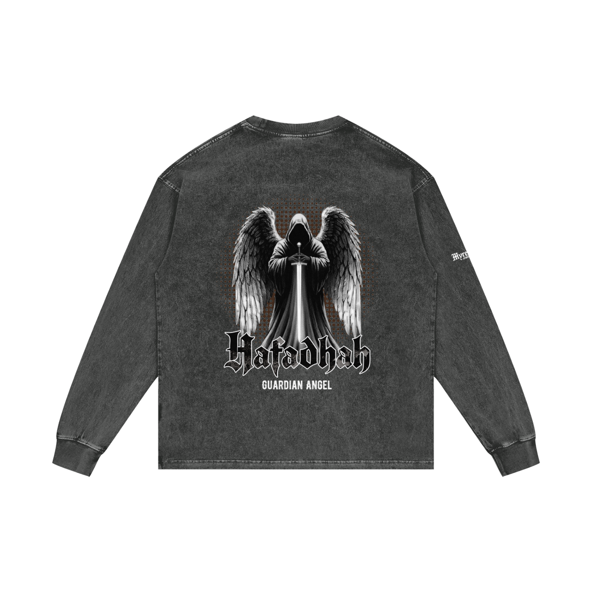 Hafadhah - Guardian Angel | Myrenium Armour of Angels | Acid Wash Oversize Long Sleeve T-Shirt